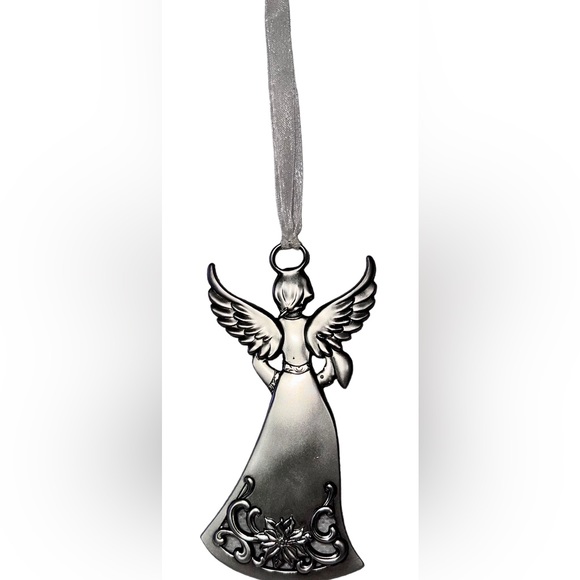Ganz Metal Sliver Angel “Peace” Christmas Ornament - Picture 3 of 3